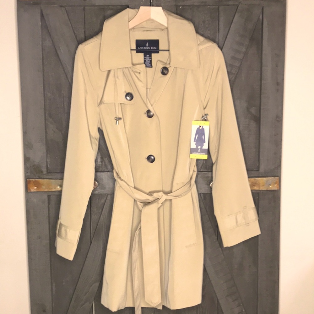 London Fog Trench Rain Coat with Removable Hood
